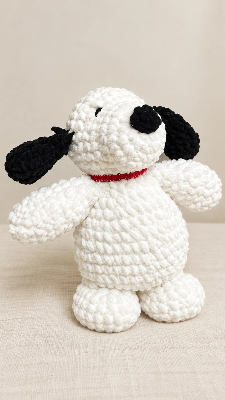 A handmade crochet dog — edited student work photograph