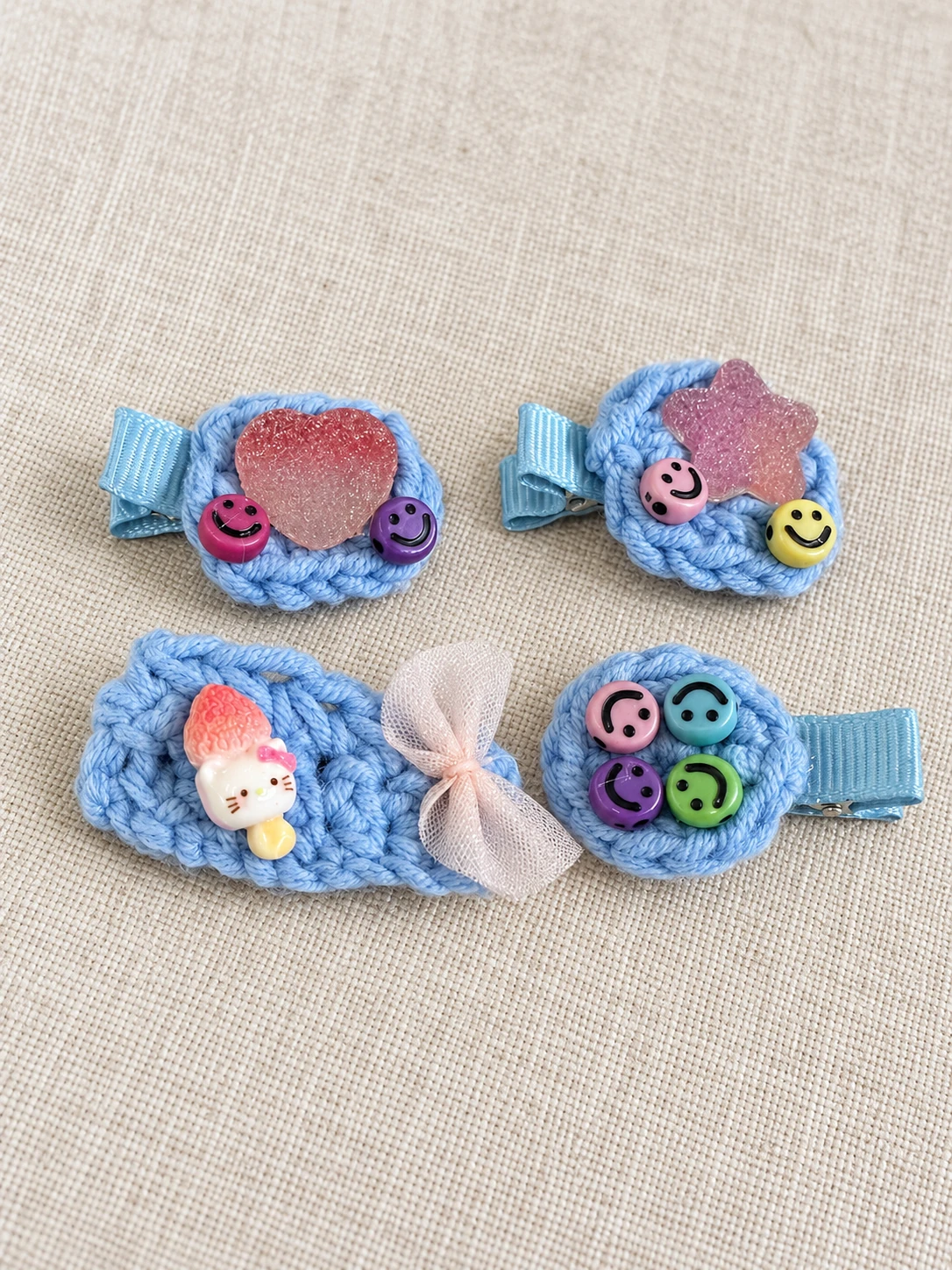 Little crochet hair clips — edited student work photograph